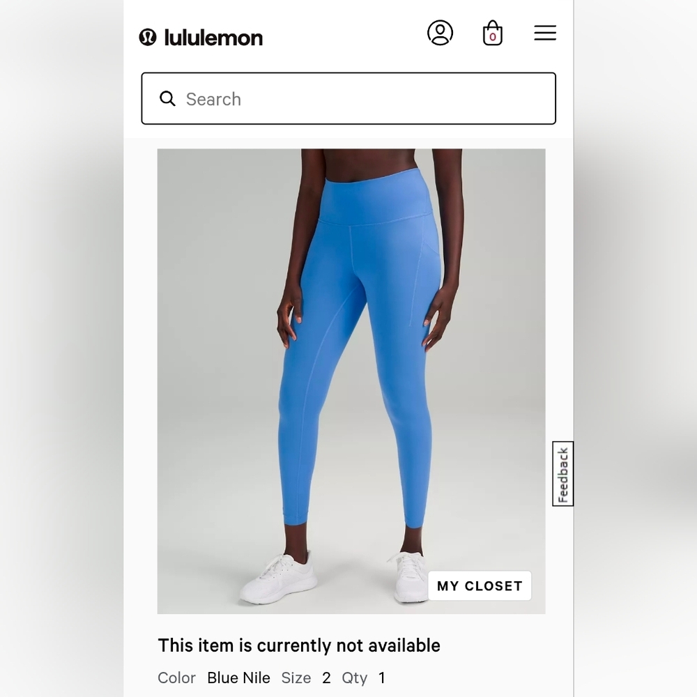 Lululemon Wunder Train High-rise Tight With Pockets 25" Blue Nile Size 2